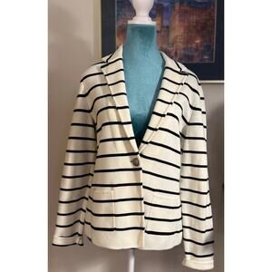 Talbots Knit Blazer Notch Collar Striped Sweater Jacket 
Size small